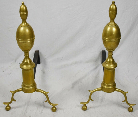 Harvin (VM) Williamsburg Brass Fireplace Andirons CW-100-2 Raleigh Tavern Rare