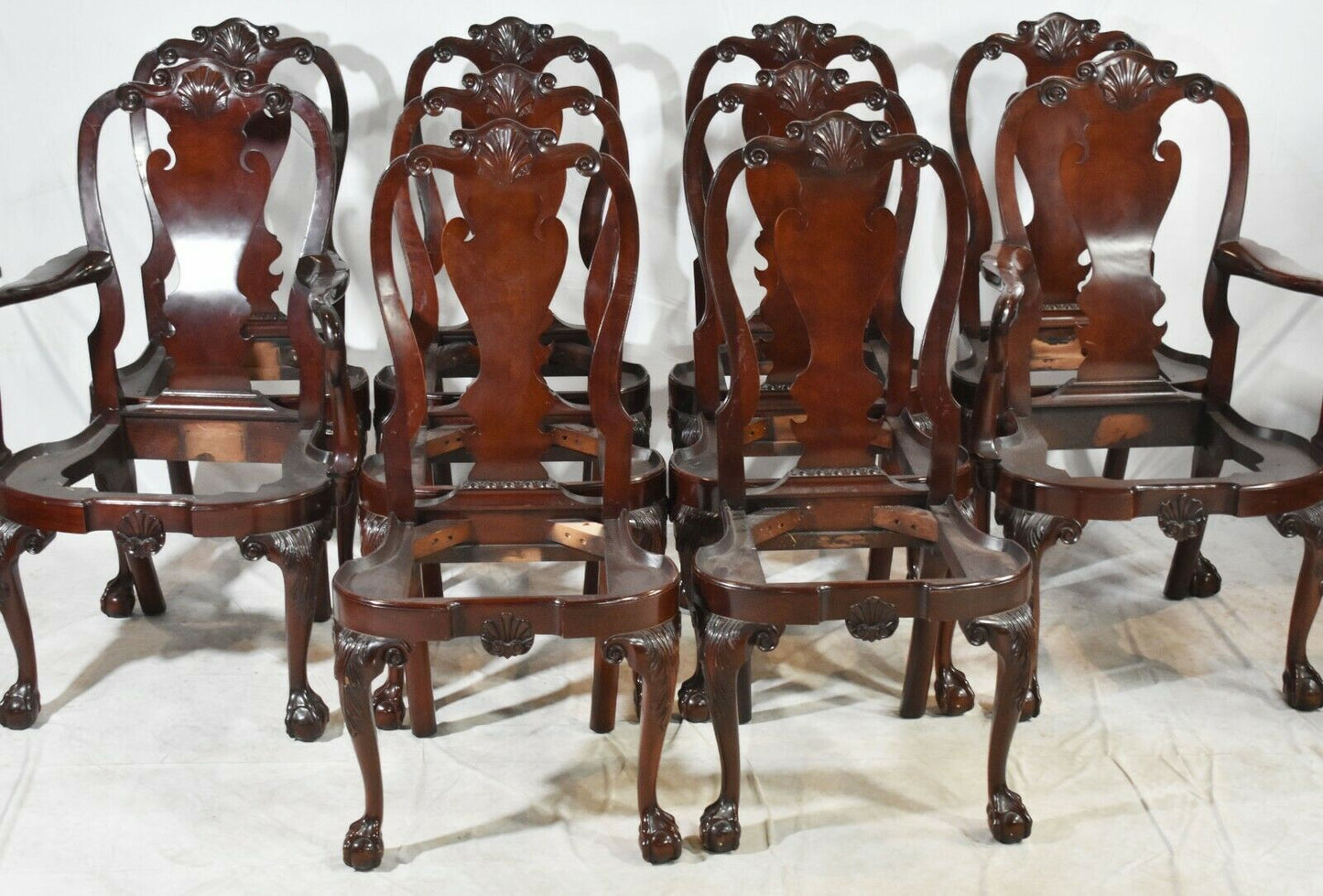 Set of 10 KINDEL Winterthur Collection Mahogany Clawfoot Dinning Chairs