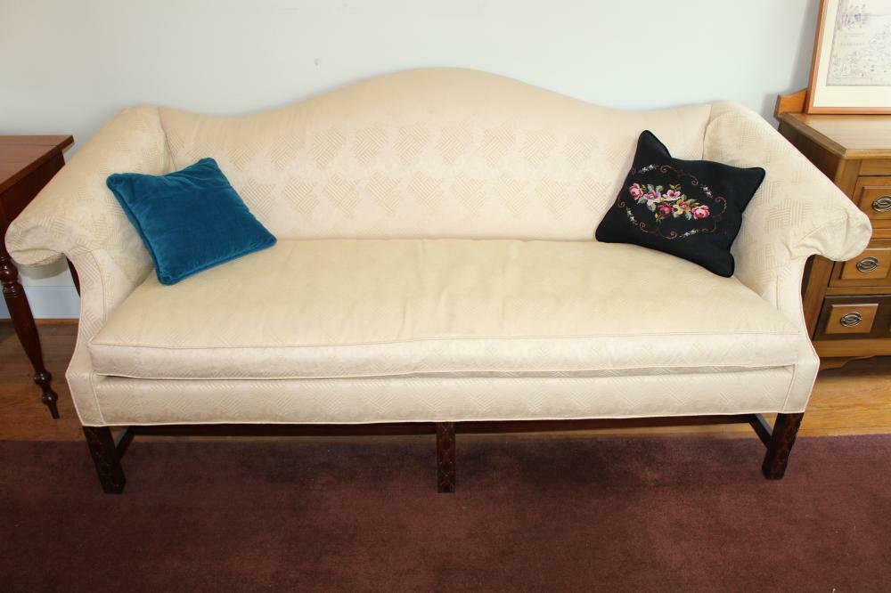 Hickory Chair Mahogany Chinese Chippendale Style Sofa Down Cushions