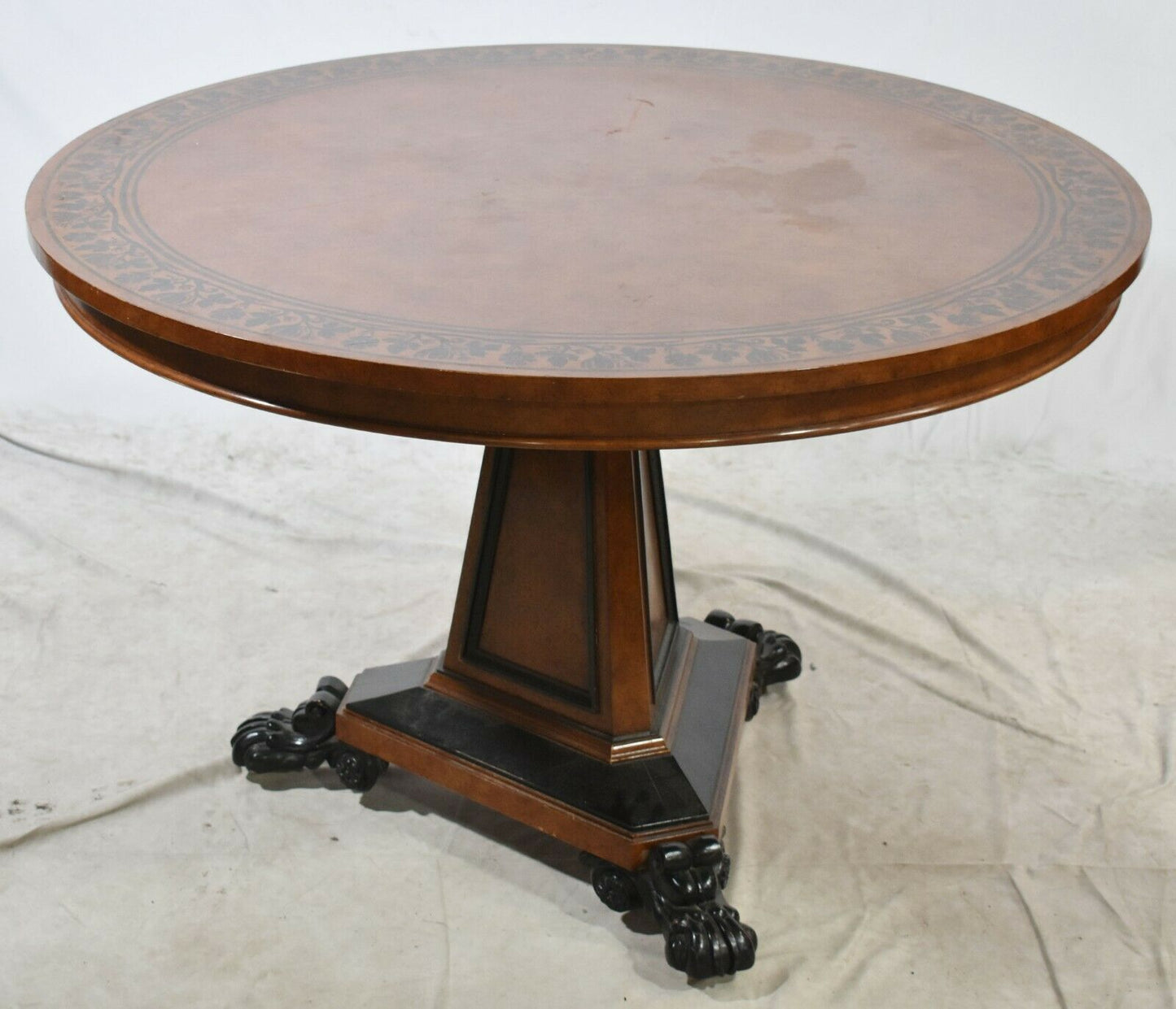 BAKER Stately Homes Collection Burr Ash Regency Centre Table Ebonized Lion Paws