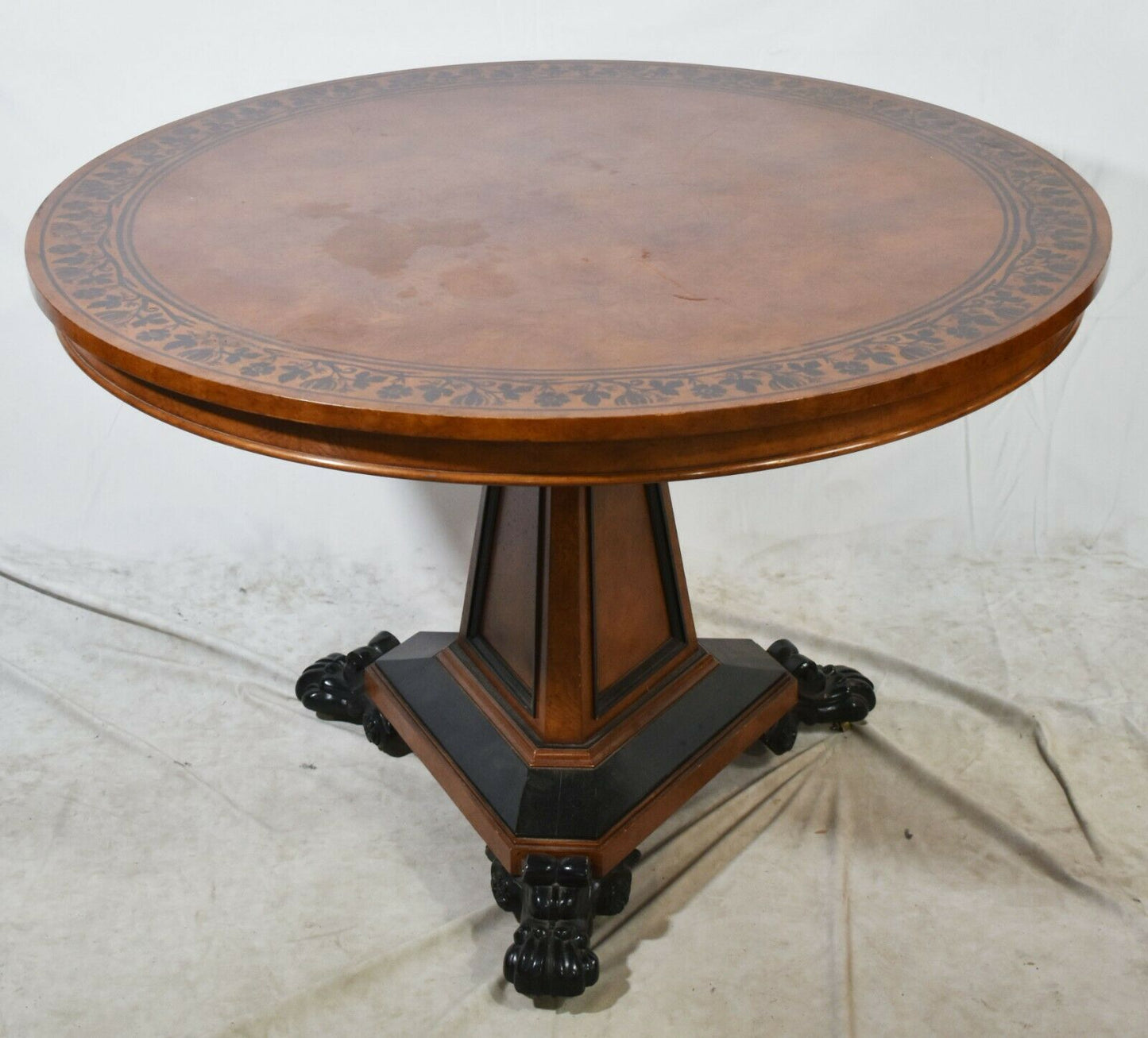 BAKER Stately Homes Collection Burr Ash Regency Centre Table Ebonized Lion Paws