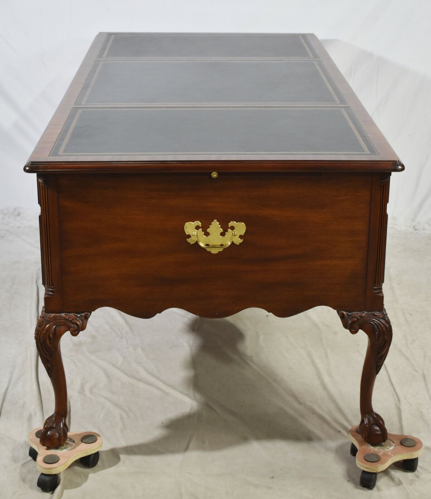 Henkel Harris (Moore) Leather Top Mahogany Partners Desk with Claw and Ball Feet