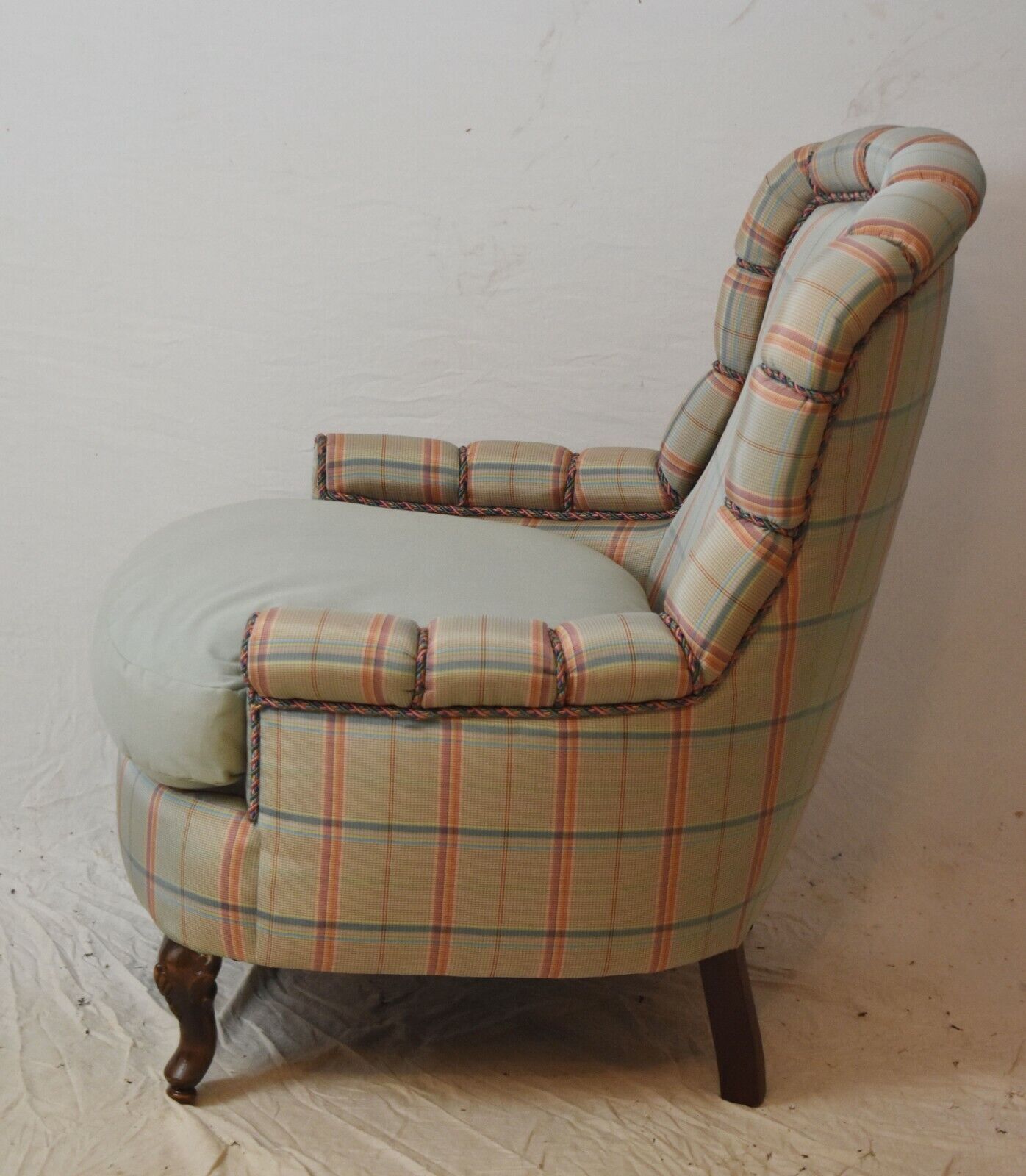 Brunschwig & Fils Plaid Club Arm Chair with Cording