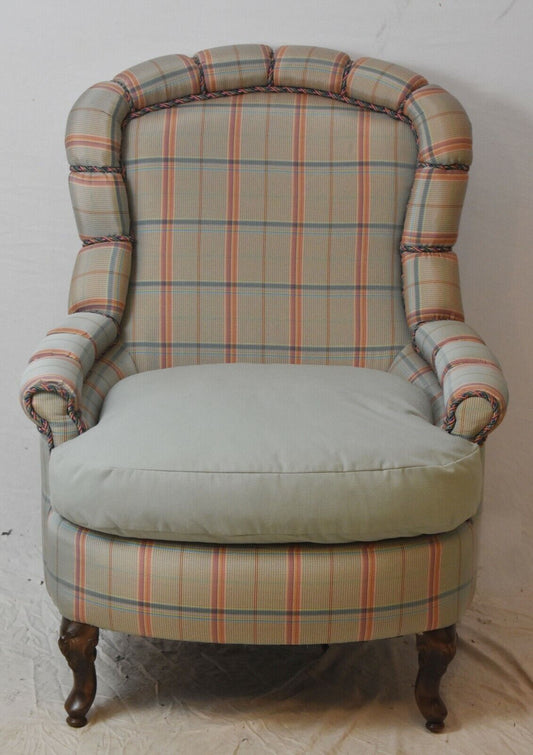 Brunschwig & Fils Plaid Club Arm Chair with Cording