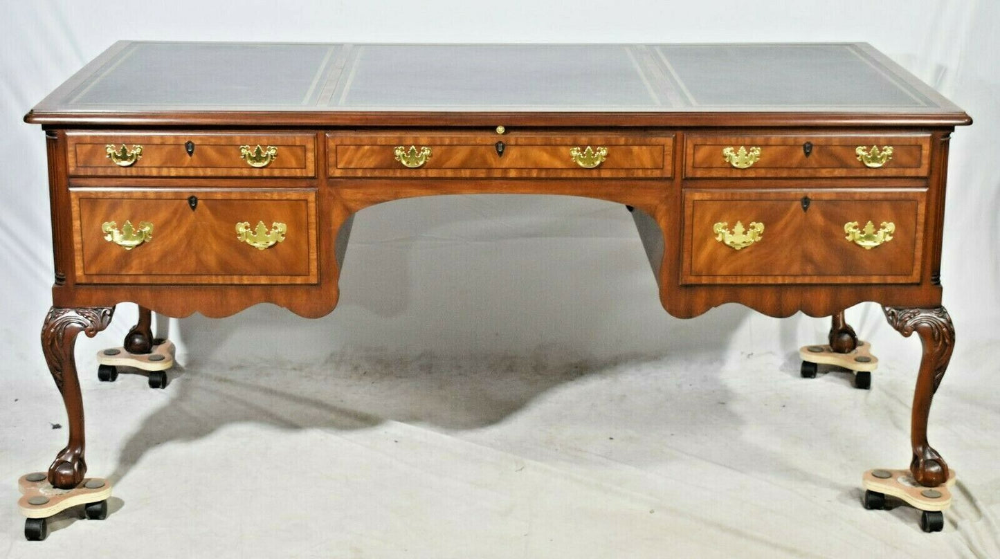 Henkel Harris (Moore) Leather Top Mahogany Partners Desk with Claw and Ball Feet