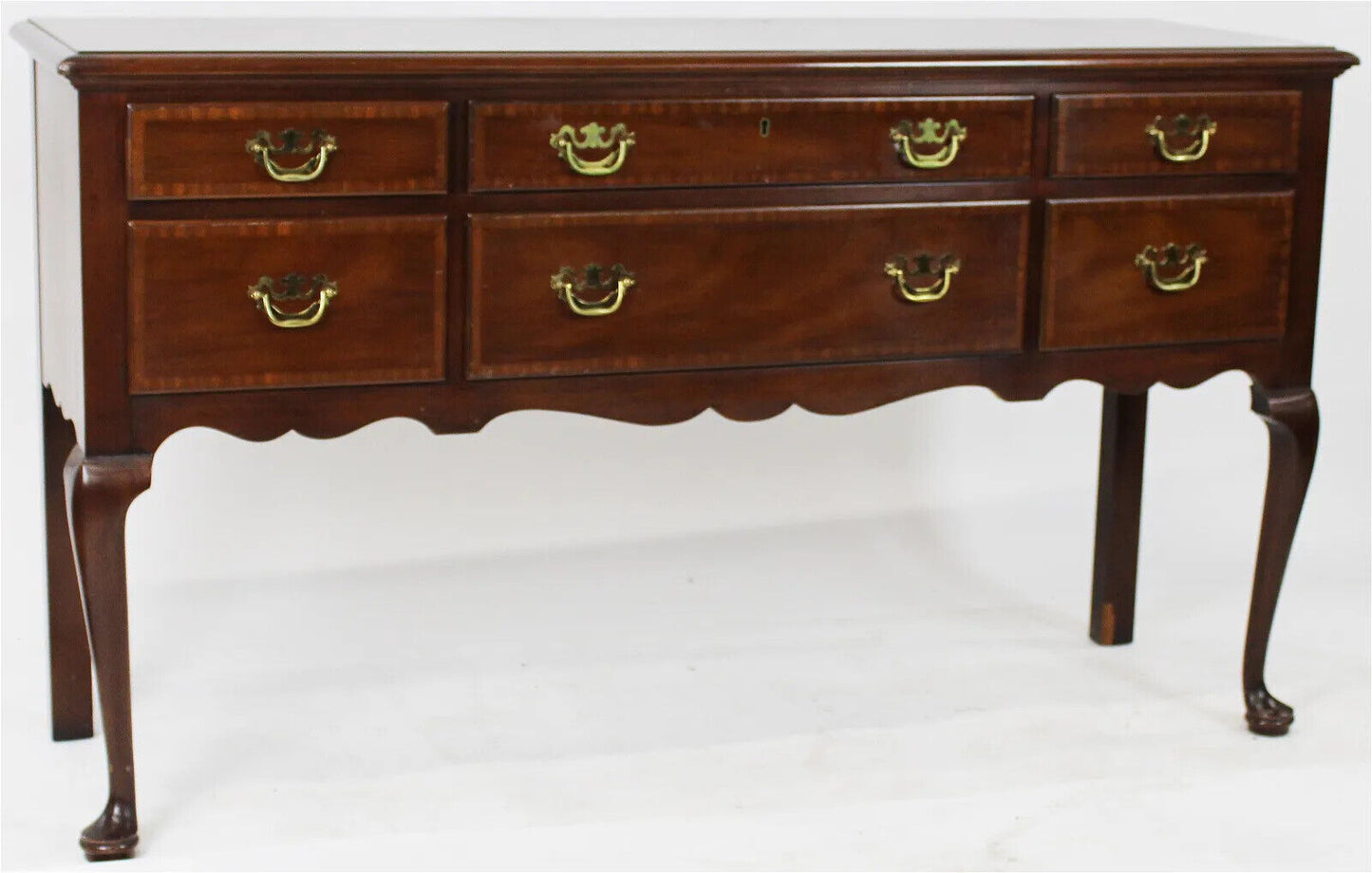 KITTINGER Mahogany Queen Anne Style Sideboard with Banding Williamsburg Style