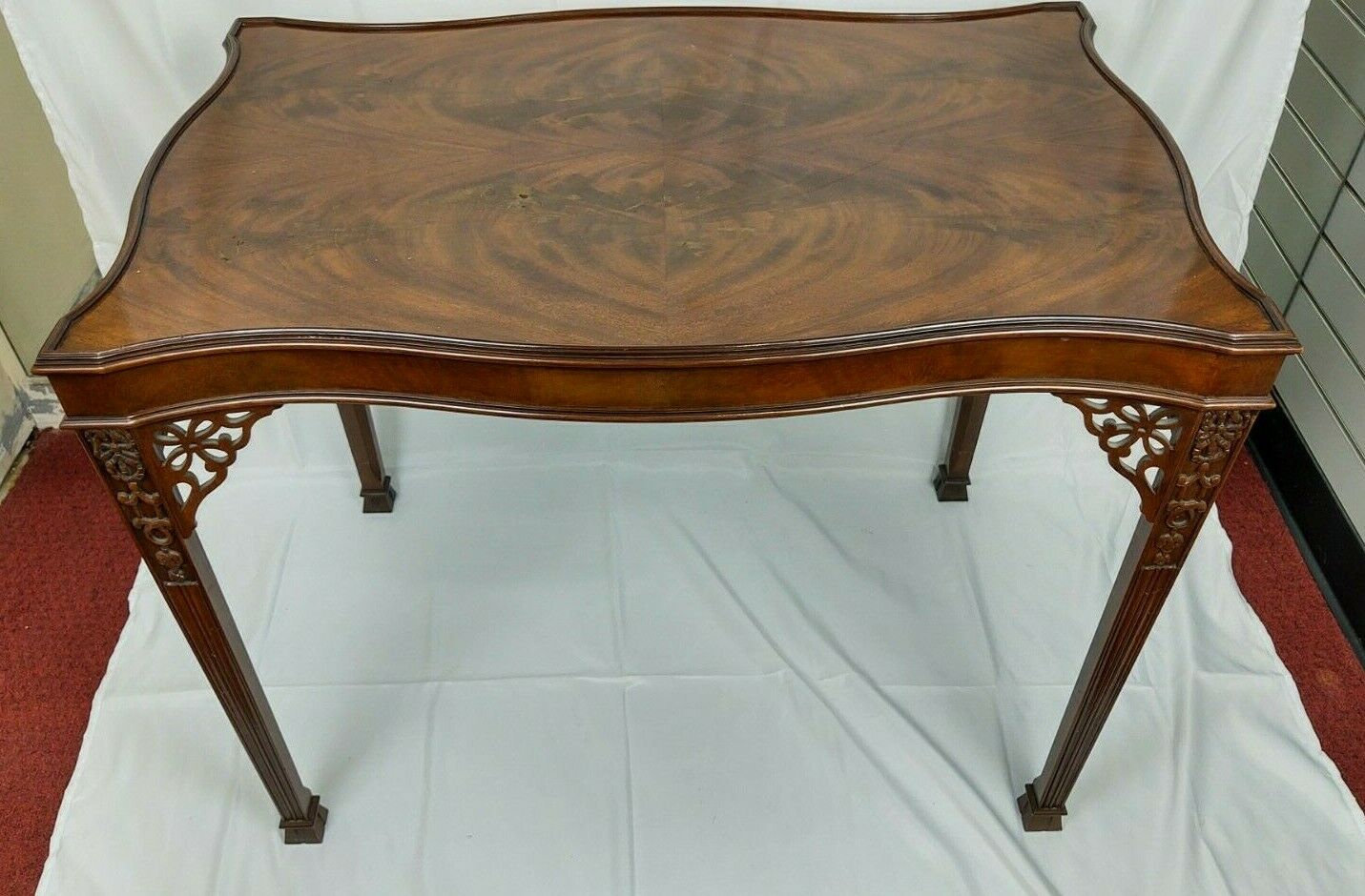 Baker Stately Homes Collection Flame Mahogany Carved Marlborough Tea Table