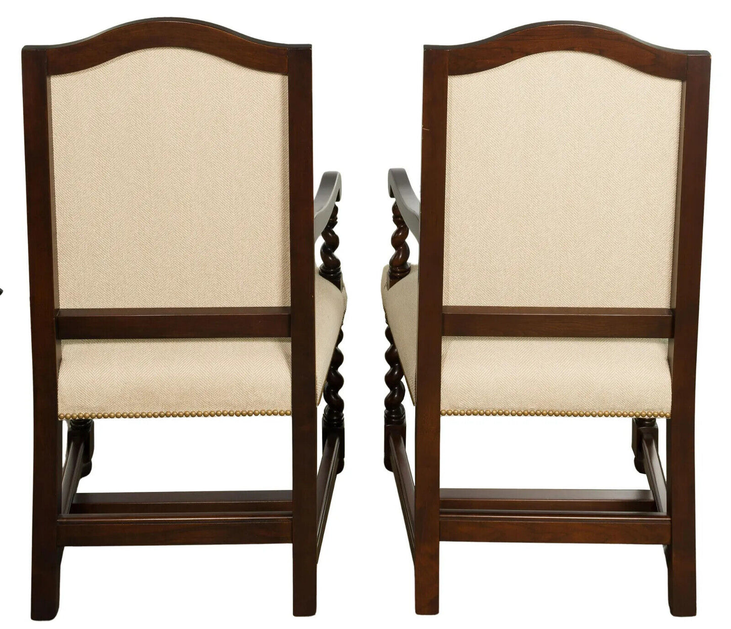 Pair of Stickley Mahogany Arm Chairs Barley Twist Arms & Legs William & Mary