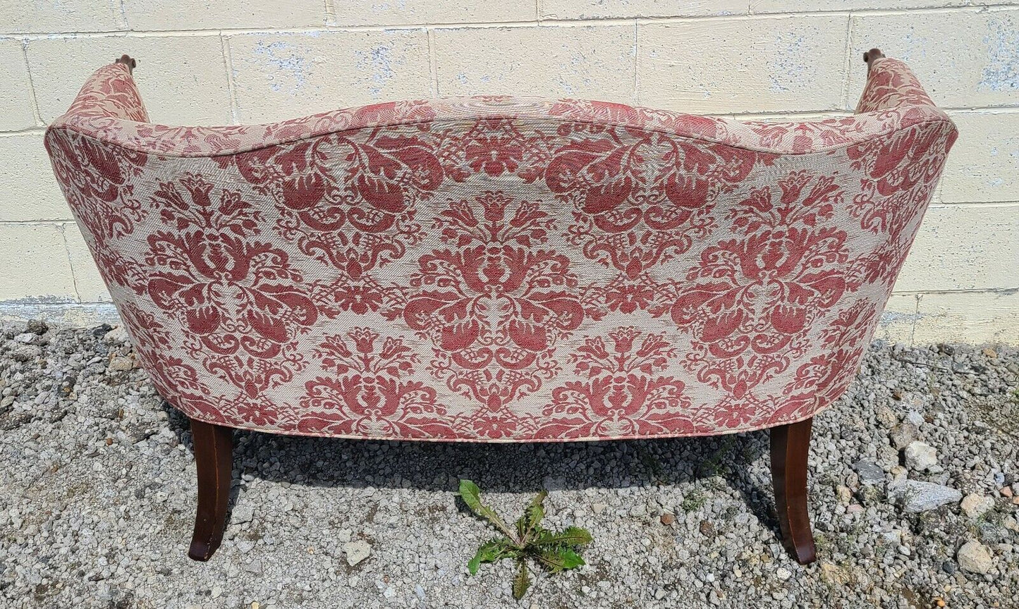 Hickory Chair Mahogany Chippendale Style Settee Sofa Designer Damask Fabric