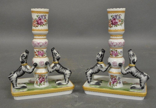 Mottahedeh Stately Homes Sir Humphrey Wakefield Rose Famille Pair of Candlestick