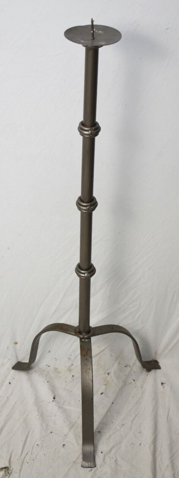 Pair of Hand Forged Wrought Iron Spiked Candlestick, Candle Holder Primitive